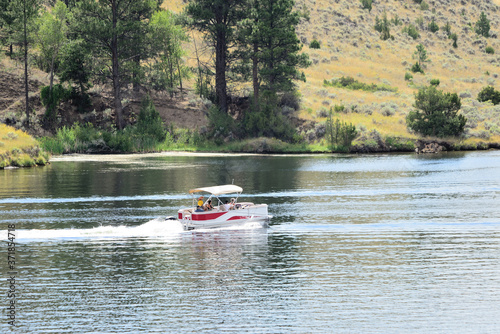 Boaters on the Missouri River in Montana.