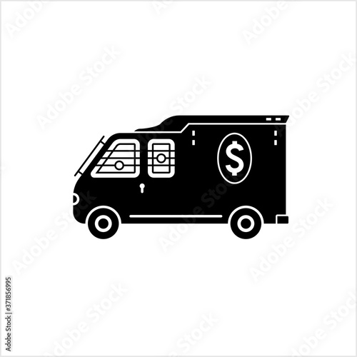 Security Cash Van Icon, Secured Money Transportation Vehicle