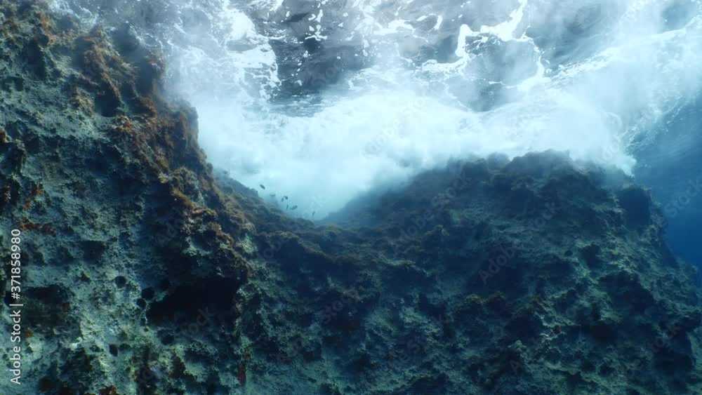 choppy water wavy sea underwater wavwe hit on rocks and makes foam on the surface of the sea ocean scenery choppy water wavy sea underwater wavwe hit on rocks and makes foam on the surface of the sea ocean scenery