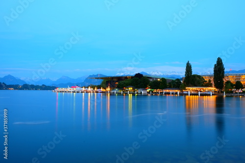 night view of the lake Lucerne