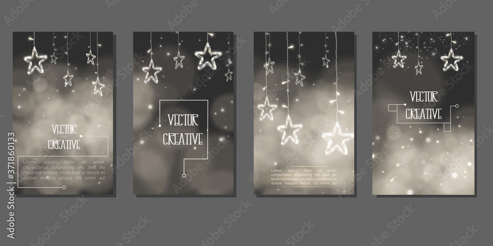 Fototapeta premium The 4 banners with one theme of design. Smooth light and shadow for flyers, web, cards, etc.