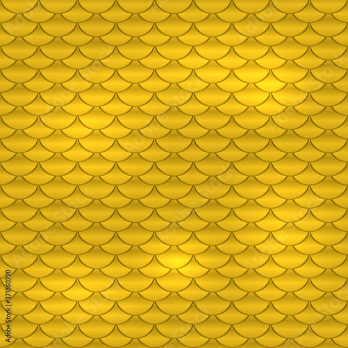 Gold squama. Seamless pattern with golden cells.
