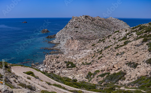 View of Mediterranean Sea from Belvedere di Capo Sandalo, Carloforte, Sardinia, Italy 2