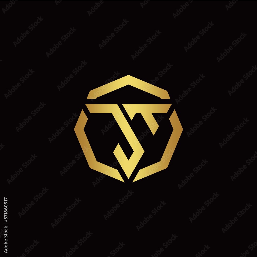 J T initial logo modern triangle and polygon design template with gold color J T initial logo modern triangle and polygon design template with gold color