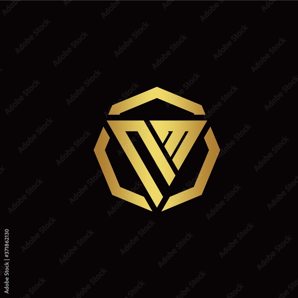 N M initial logo modern triangle and polygon design template with gold color N M initial logo modern triangle and polygon design template with gold color