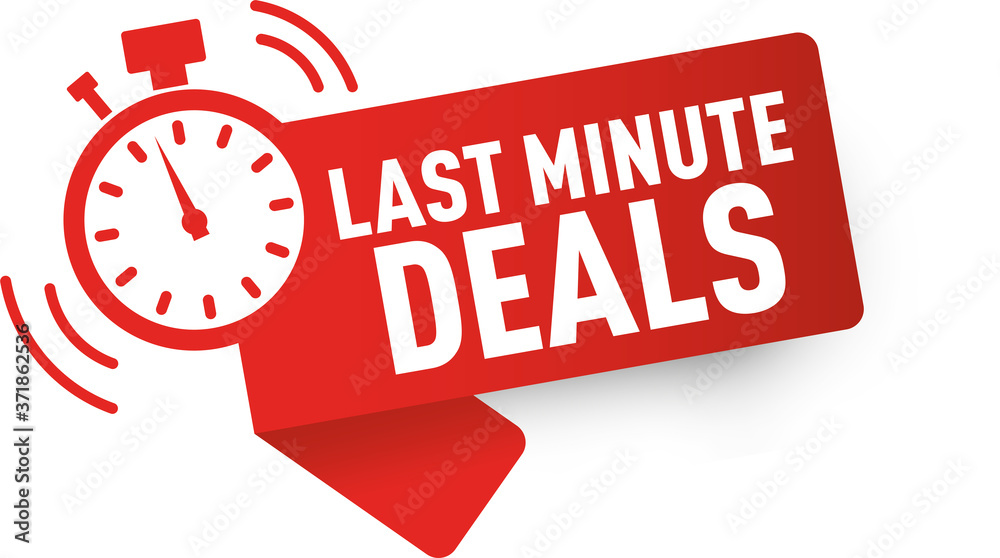 Vector Illustration Last minute Deals Label With Clock Alarm Countdwon Symbol Promotion Icon Offers Red Vector Illustration Last minute Deals Label With Clock Alarm Countdwon Symbol Promotion Icon Offers Red