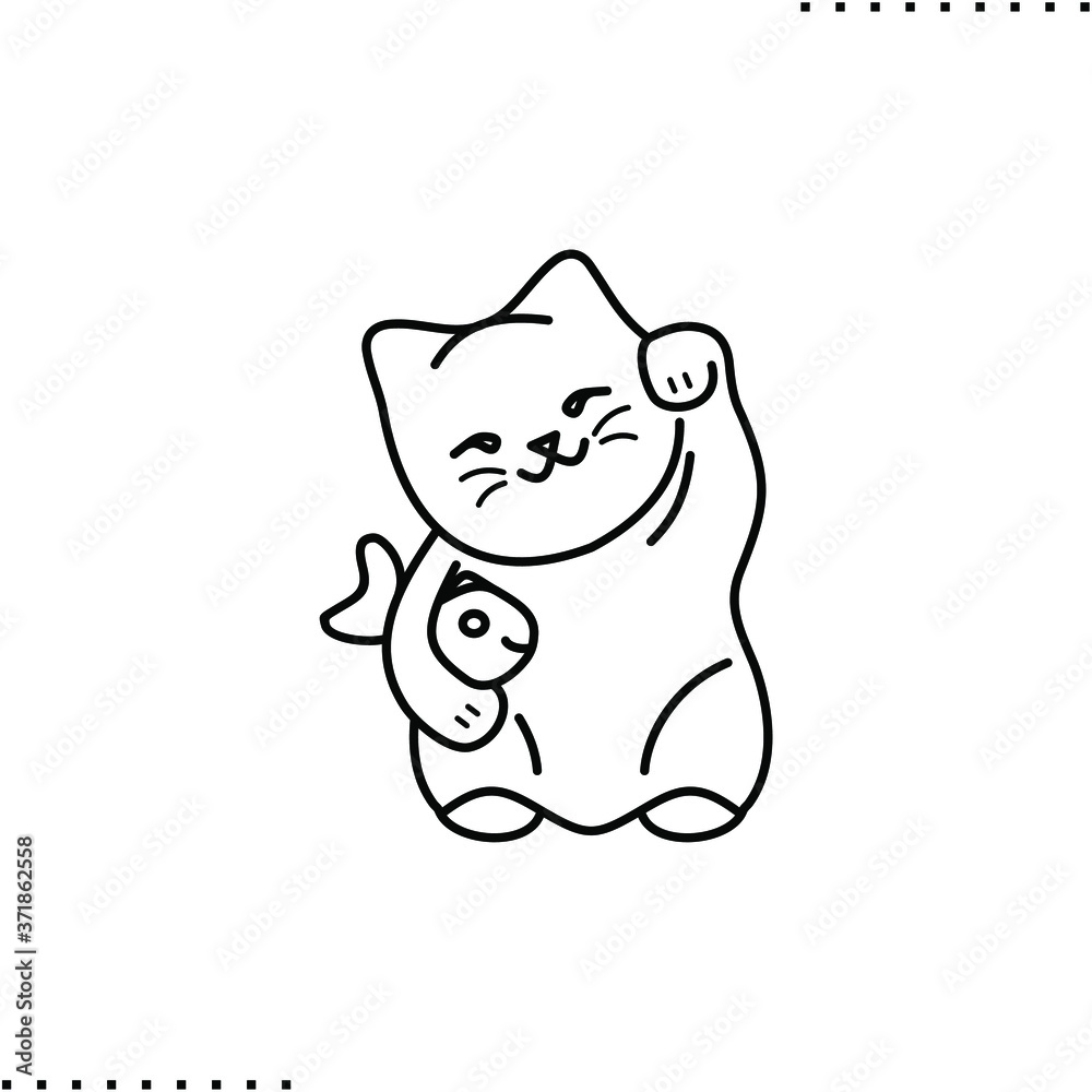 maneki neko cat vector icon in outlines maneki neko cat vector icon in outlines