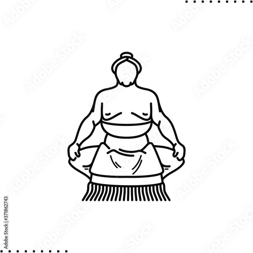 Japanese sumo wrestler vector icon in outlines