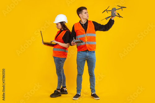Drone in hands of builders....