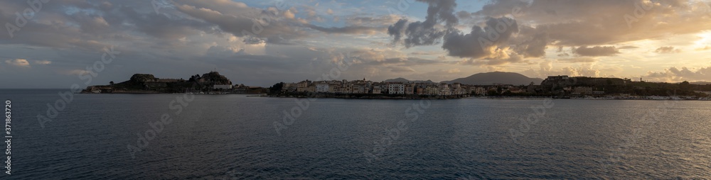 Views of Corfu Town at sunset, Corfu, Greece
