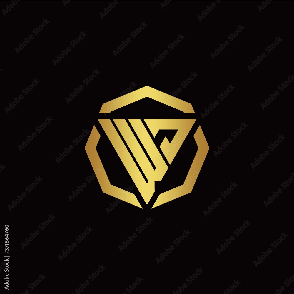 W J initial logo modern triangle and polygon design template with gold color W J initial logo modern triangle and polygon design template with gold color