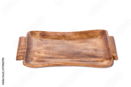 Kitchen wooden tray isolated on white background. High quality photo