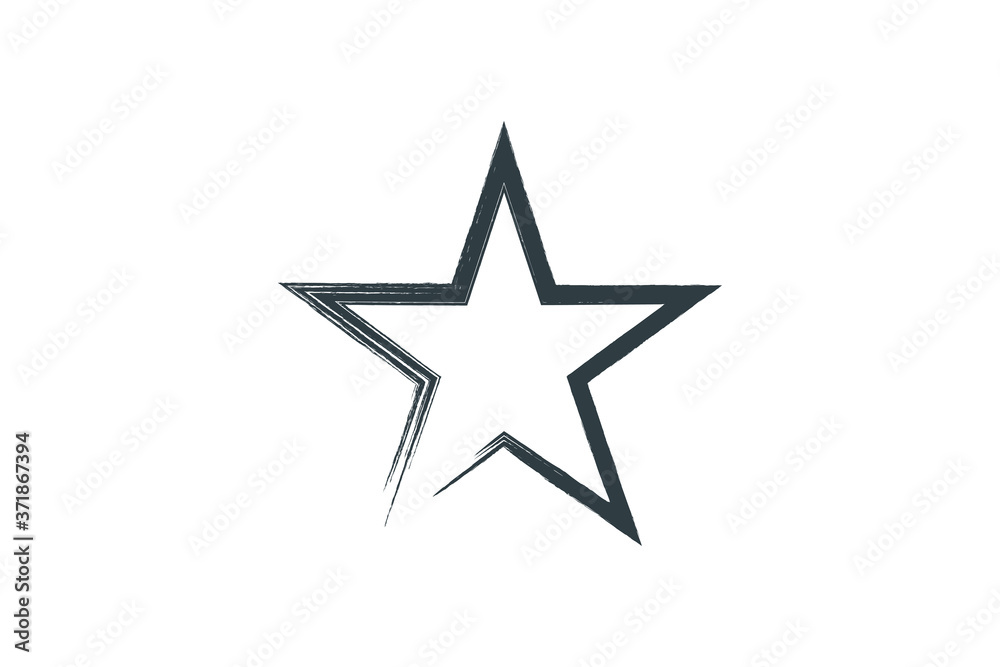 Star Icon. Black Decorative Shape with Brush Style Hand Drawn isolated on White Background. Flat Vector Illustration Design Template Element Star Icon. Black Decorative Shape with Brush Style Hand Drawn isolated on White Background. Flat Vector Illustration Design Template Element