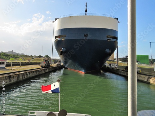 A large ship in the Panama Canal Locks