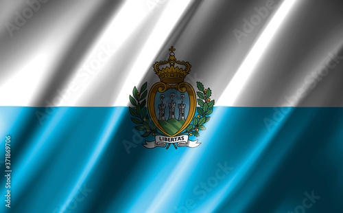 3D rendering of the waving flag San Marino