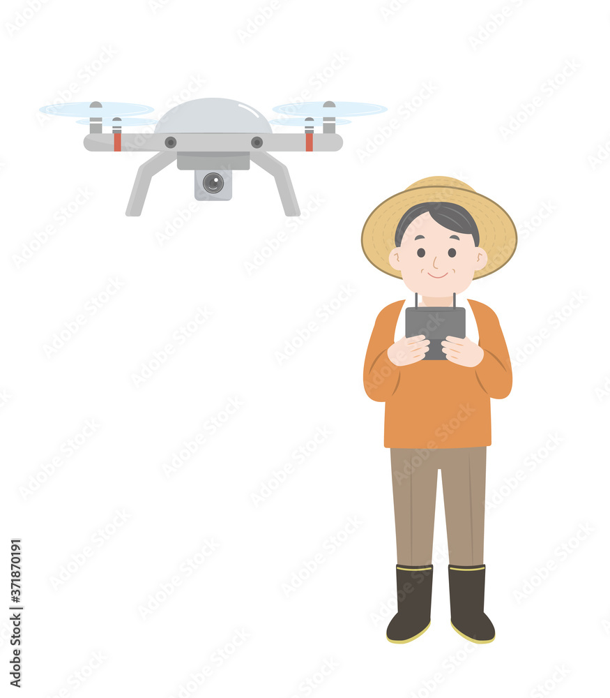 農家 ドローンを飛ばす農夫のイラスト Stock Vector Adobe Stock