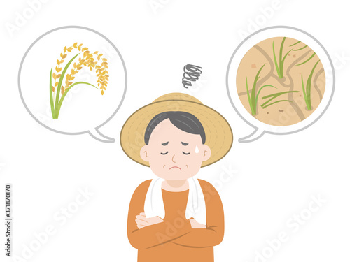 農業 干ばつに困る農夫のイラスト