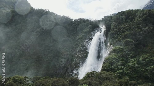 Bowen Falls on a Cloudy Day in Milford Sound