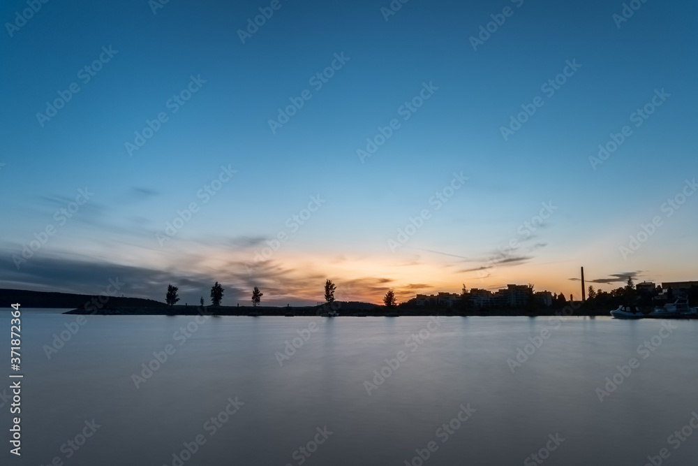 Sunset at the lake Vesijärvi. Lahti. Finland