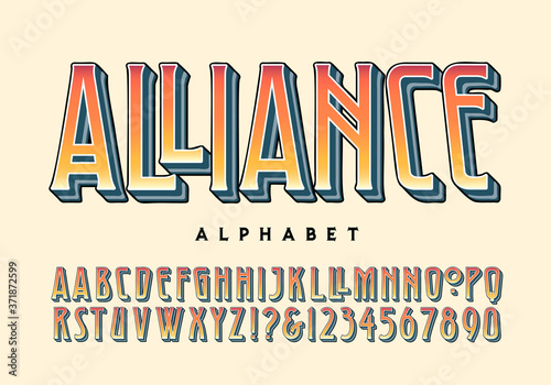 Alliance Alphabet; A Lettering Style with a 20th Century Heavy Metal Rock Vibe, But With Roots in Art Deco Style and the Arts and Crafts Movement. This Type Font has a Handful of Alternate Characters.