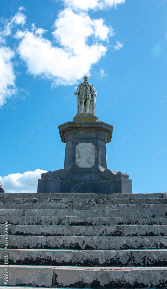 The memorial statue of Prince Albert unveiled in 1865 on Castle Hill at Tenby, a small walled town in the county of Pembrokeshire, Wales, UK