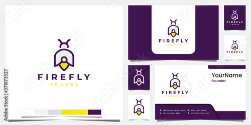 set logo travel firefly with color version logo design inspiration