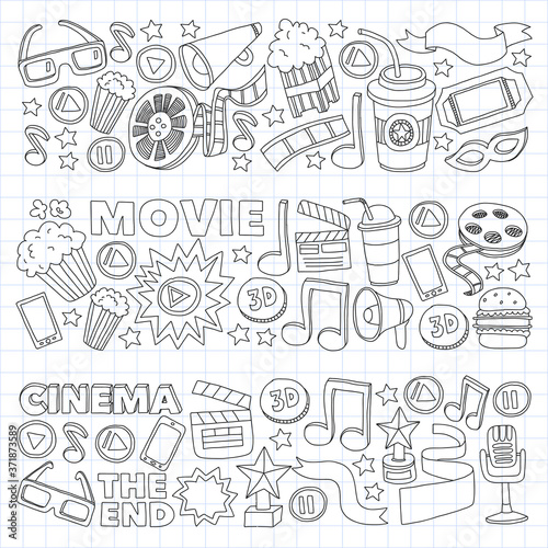 Cinema  movie. Vector film symbols and objects