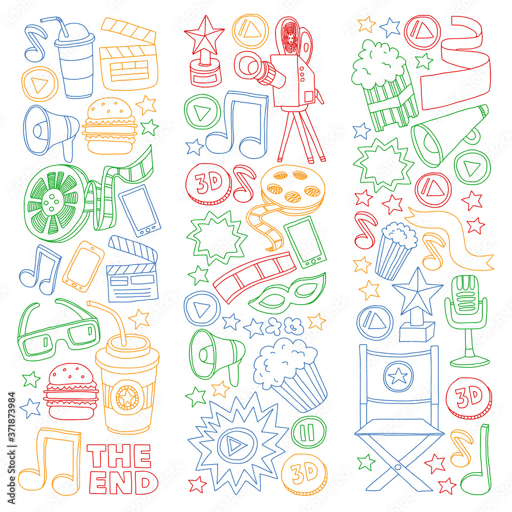 Cinema, movie. Vector film symbols and objects Cinema, movie. Vector film symbols and objects