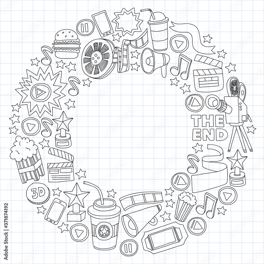 Cinema, movie. Vector film symbols and objects Cinema, movie. Vector film symbols and objects
