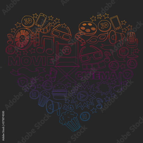 Wallpaper Mural Cinema, movie. Vector film symbols and objects Torontodigital.ca