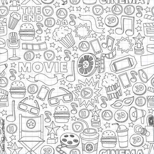 Cinema, movie. Vector film symbols and objects