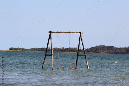 Mozambique nature. Playground into the lagoon, nice view, sea, blue sky and sunny day