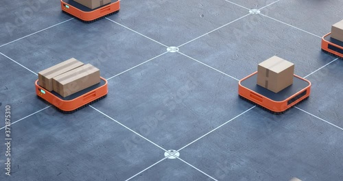 Automated logistics center. Robotized order picking.