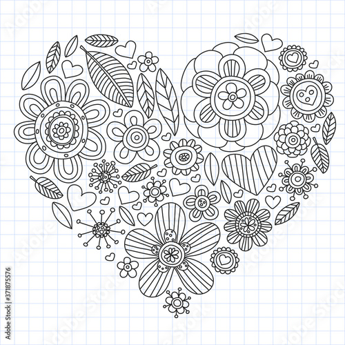 Flowers vector pattern. Background for wedding design  coloring page  book.