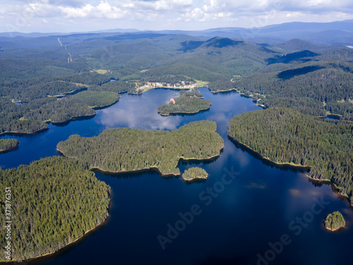 Aerial view of Shiroka polyana Reservoir, Bulgaria photo