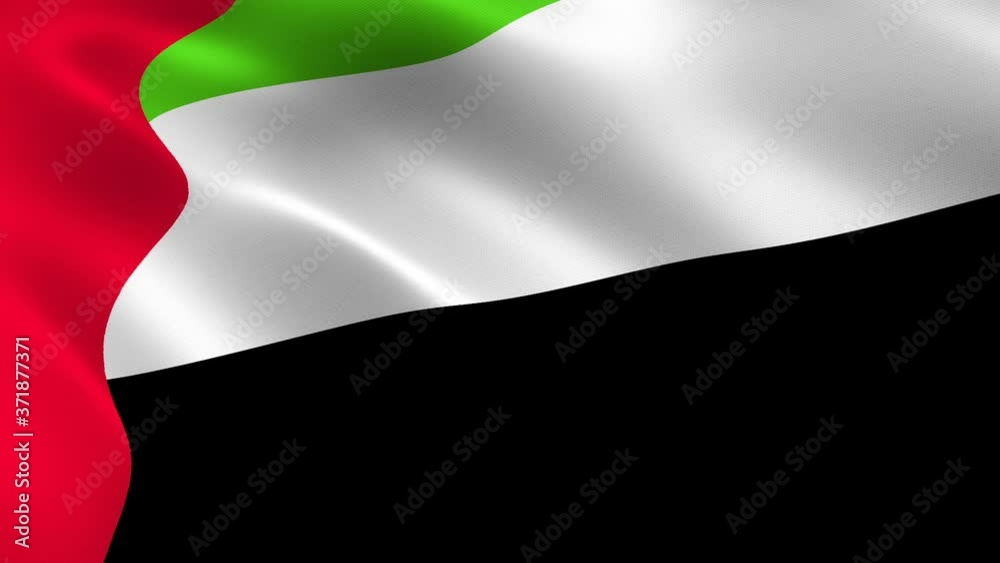 United Arab Emirates Flag Waving In The Wind Realistic Flag Background