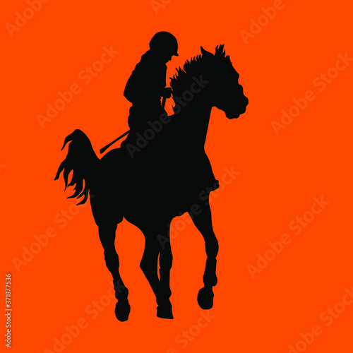 Silhouette of a rider on a resisting horse, Equestrian sport, isolated black  silhouette, place for your text, banner, postcard
