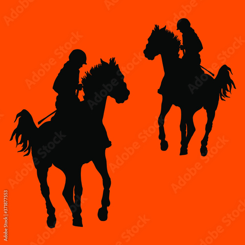 Silhouette of a rider on a resisting horse, Equestrian sport, isolated black  silhouette, place for your text, banner, postcard