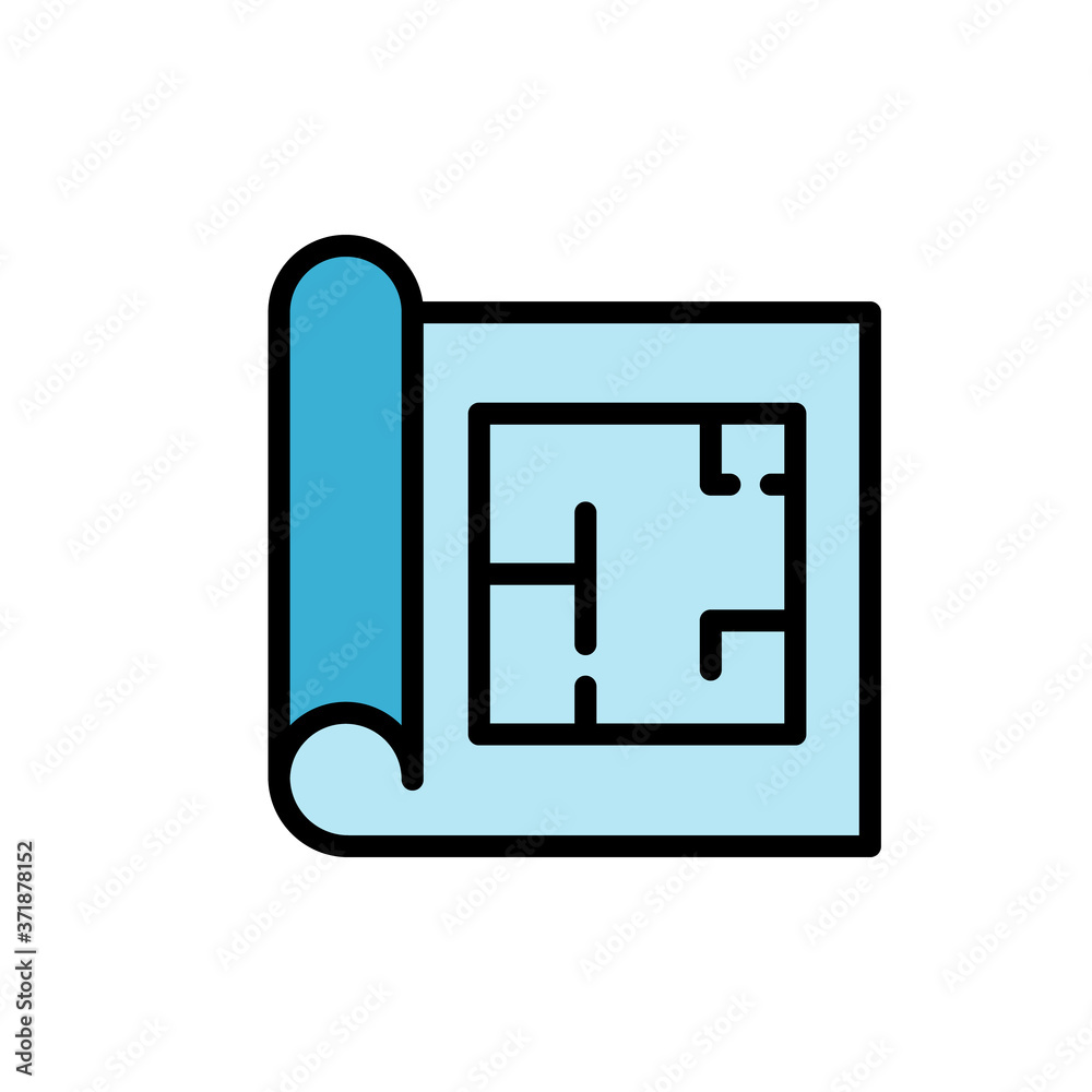 Paper drawing apartment icon. Simple color with outline vector elements of architecture icons for ui and ux, website or mobile application Paper drawing apartment icon. Simple color with outline vector elements of architecture icons for ui and ux, website or mobile application