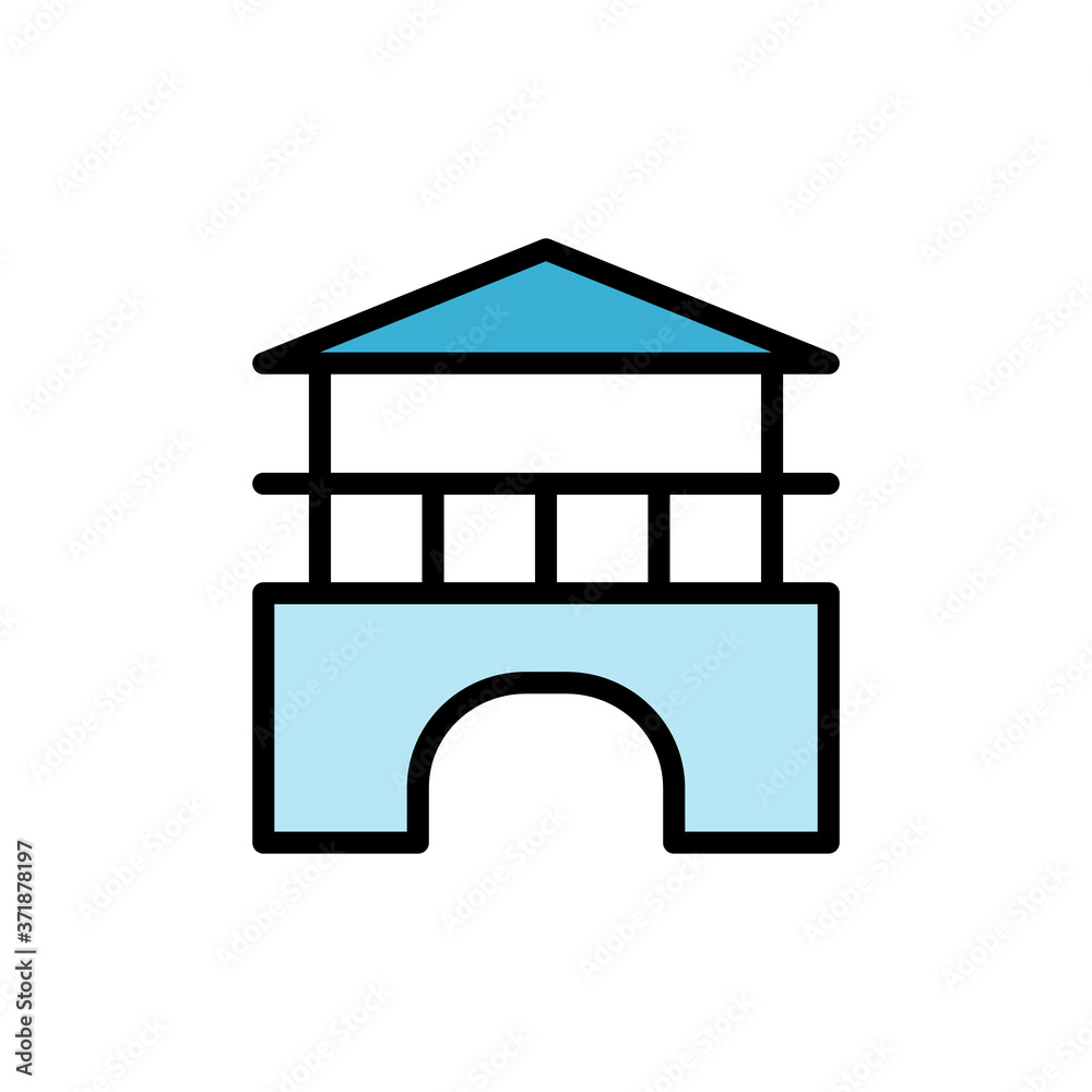 Building architecture icon. Simple color with outline vector elements ...