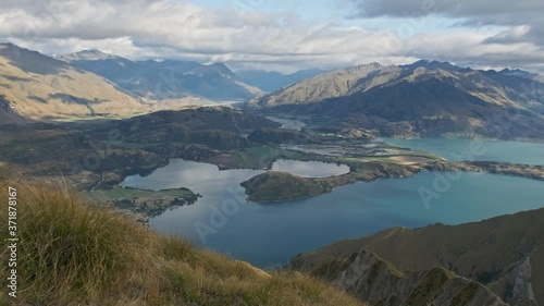 Panning Reveal of Lake Wanaka From Roys Peak