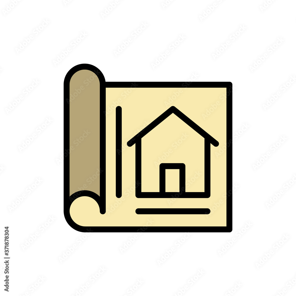 Paper drawing house icon. Simple color with outline vector elements of architecture icons for ui and ux, website or mobile application Paper drawing house icon. Simple color with outline vector elements of architecture icons for ui and ux, website or mobile application