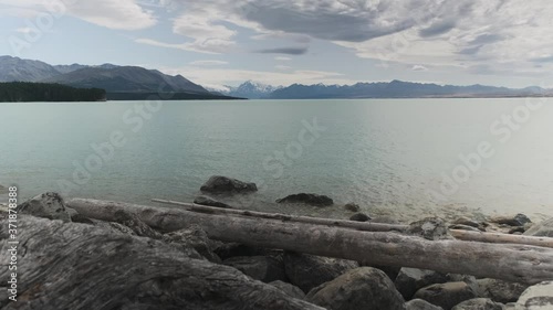 Crane Shot of Mount Cook and Lake Pukaki