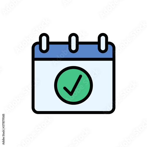 Calendar check mark icon. Simple color with outline vector elements of almanac icons for ui and ux, website or mobile application
