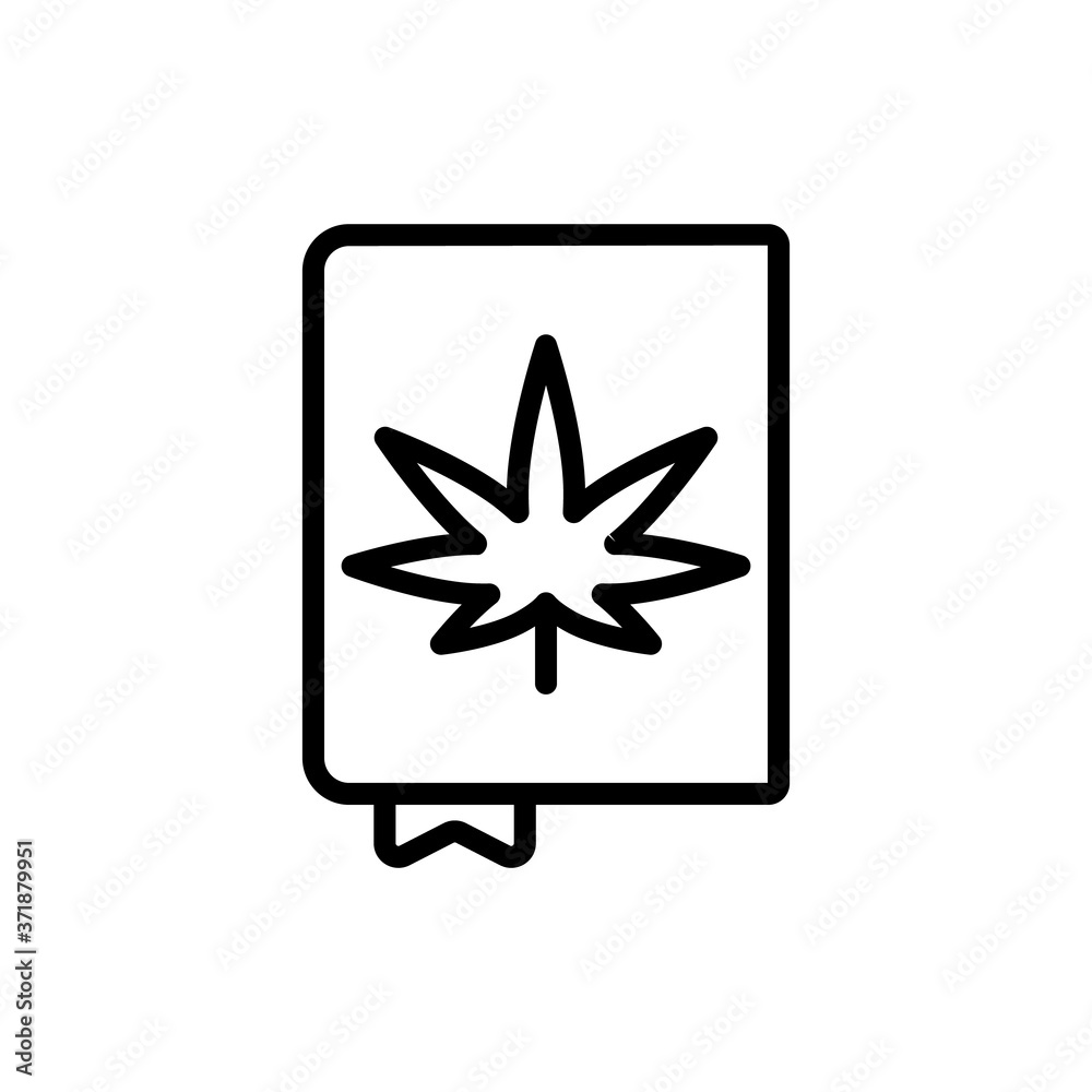 Marijuana book icon. Simple line, outline vector elements of herbal drugs icons for ui and ux, website or mobile application