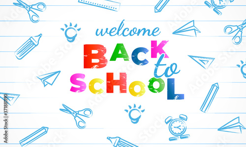 hand draw back to school vector background with school element design template. Colorful back to school for invitation, poster, banner, card, sale, promotion ect.