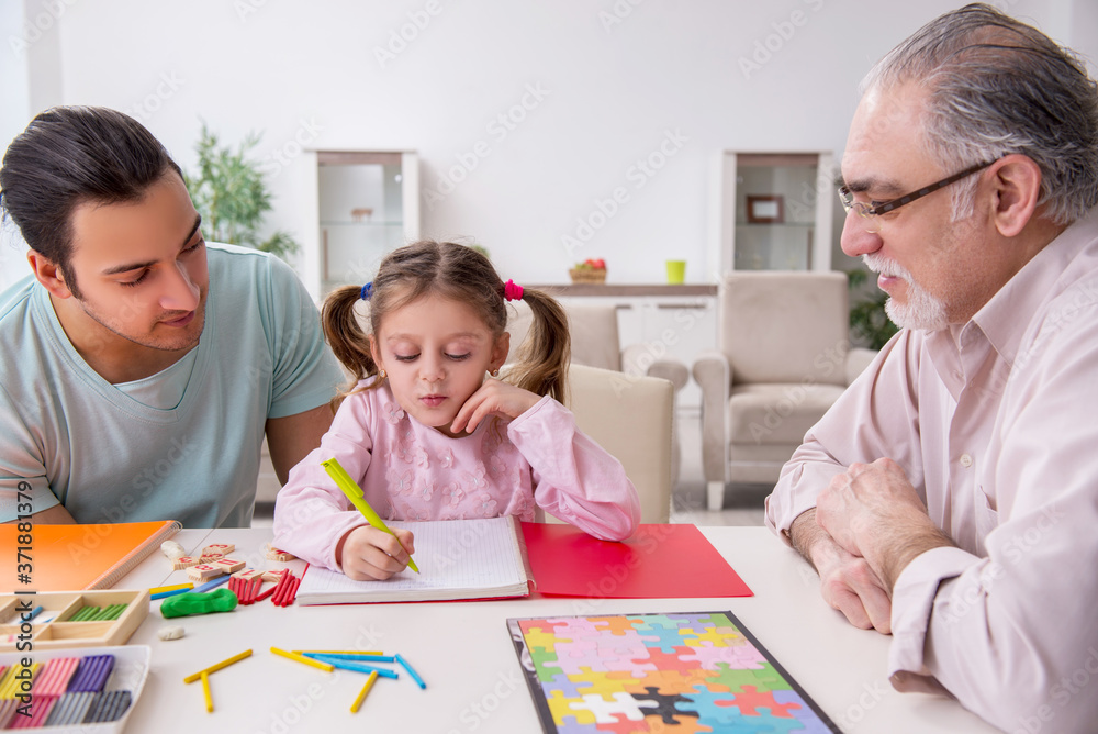 Fototapeta premium Three generations of family in early development concept