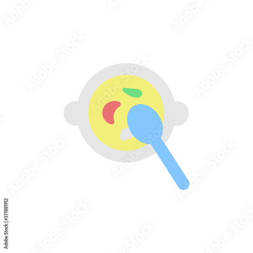 Fruit salad plate spoon icon. Simple color vector elements of vegetarian food icons for ui and ux, website or mobile application