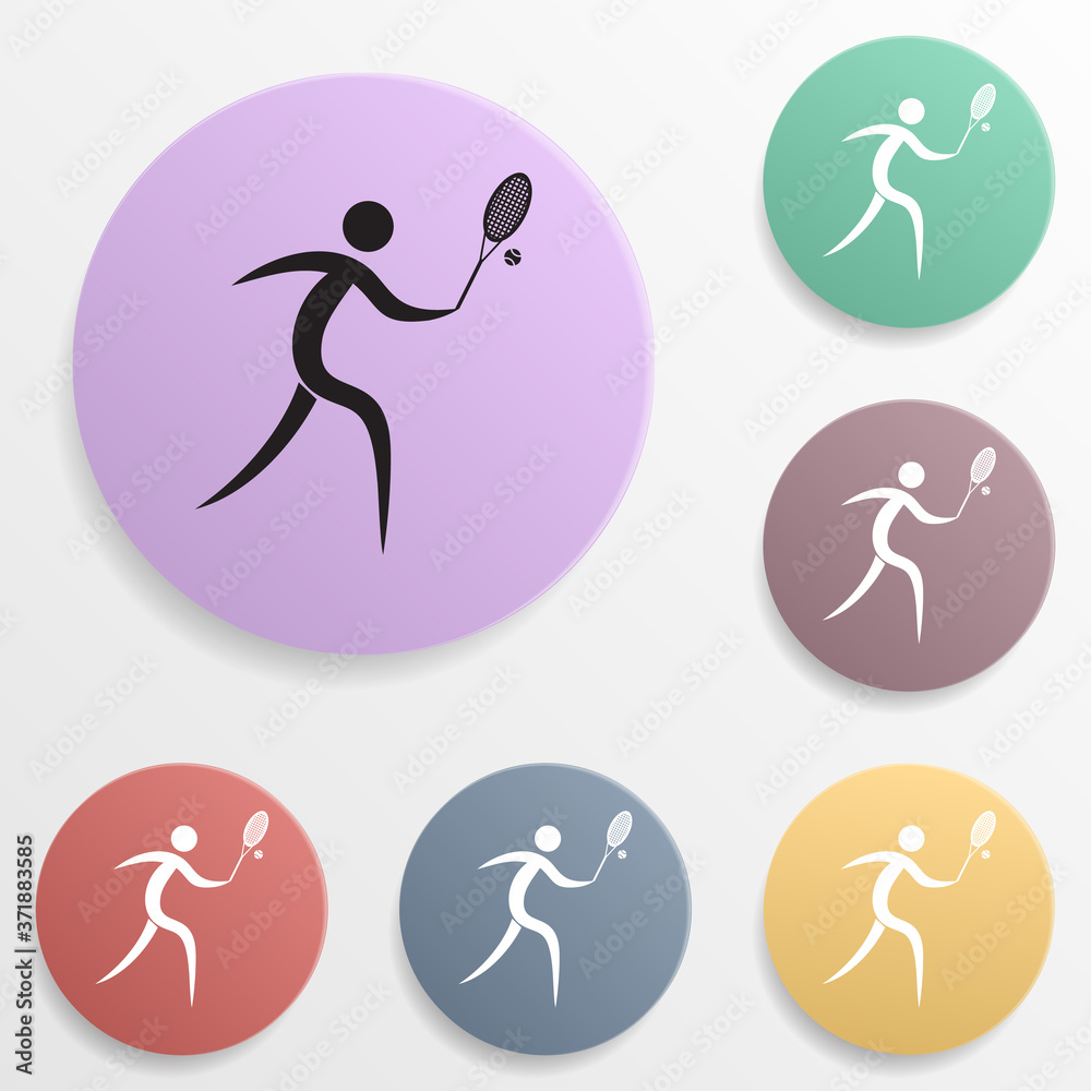 Tennis badge color set icon. Simple glyph, flat vector of sport icons for ui and ux, website or mobile application Tennis badge color set icon. Simple glyph, flat vector of sport icons for ui and ux, website or mobile application