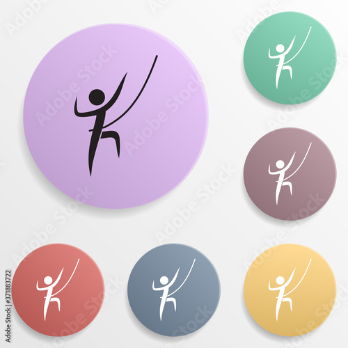 Gymnast with ribbon badge color set icon. Simple glyph  flat vector of sport icons for ui and ux  website or mobile application